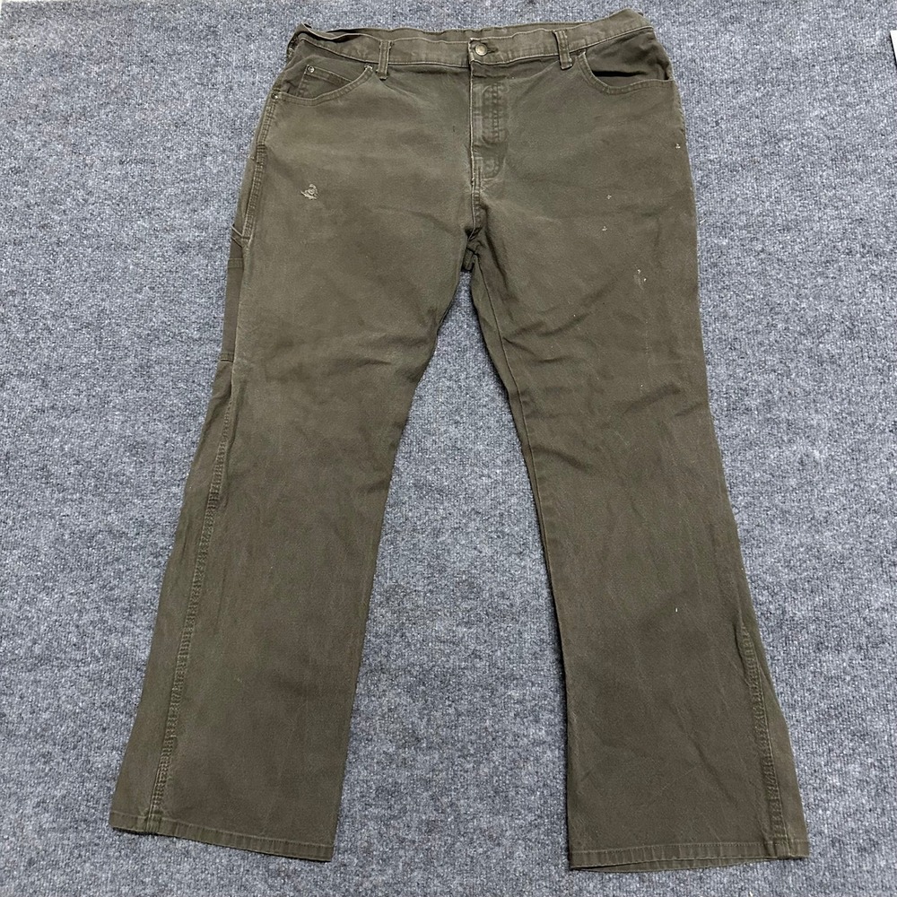 Genuine Dickies Carpenter Pants Mens Size 38x30 Olive Green Canvas Distressed